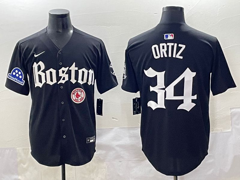 Men 2025 Boston Red Sox #34 Ortiz Black Five generations Joint Name Nike MLB Jersey style 22